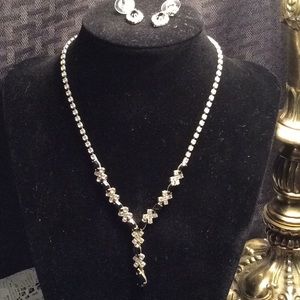 Vintage Rhinestone Necklace and Earrings
